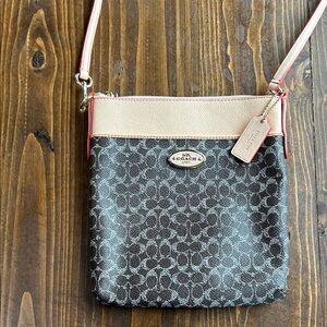 Coach Signature Black and Tan Crossbody Bag